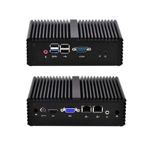  Qotom-Q190S-S08 Quad Core Mini PC J1900 with 2 LAN Port Baytrail Fanless Thin PC Windows 7 Firewall Router X86 (8G DDR3L RAM + 128G MSATA SSD + 300M WiFi)