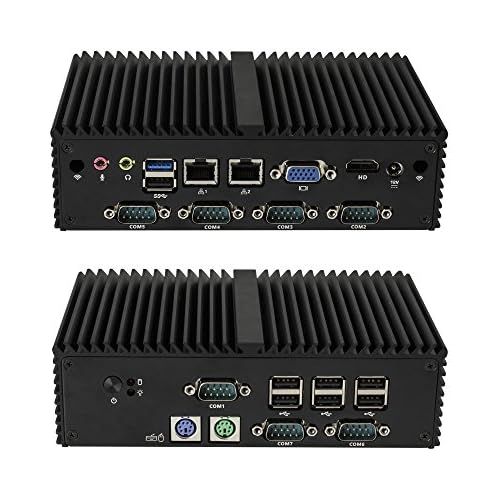  Qotom Micro Desktop Pc Q190X-PS2 Intel Celeron J1900 4 Cores,Up to 2.42Ghz 4Gb Ddr3 Ram 128Gb Ssd WiFi, 7 Com,Ps2,Dual LAN,Dual Display,Mini Pos Industrial Computer