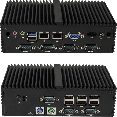  Qotom Micro Desktop Pc Q190X-PS2 Intel Celeron J1900 4 Cores,Up to 2.42Ghz 4Gb Ddr3 Ram 128Gb Ssd WiFi, 7 Com,Ps2,Dual LAN,Dual Display,Mini Pos Industrial Computer