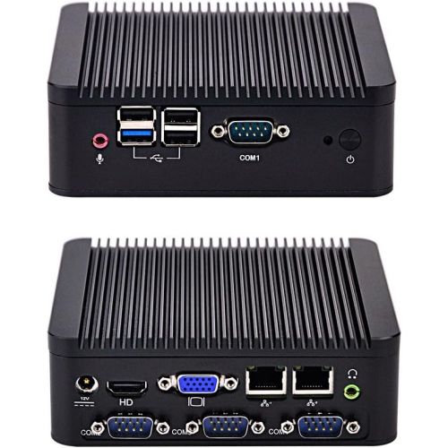  Qotom Fanless Bay Trail J1900 nettop PC Q190P 8G ram 16G SSD with dual gigabit LAN RJ45 4 serail ports blue-ray 1080p fanless mini pcs
