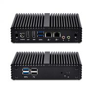 Qotom-Q150S-S07 Industrial Fanless Mini PC Intel Celeron J3160 Quad Core Support AES-NI Desktop Computer (4G RAM + 16G SSD + 300M WiFi + BT)