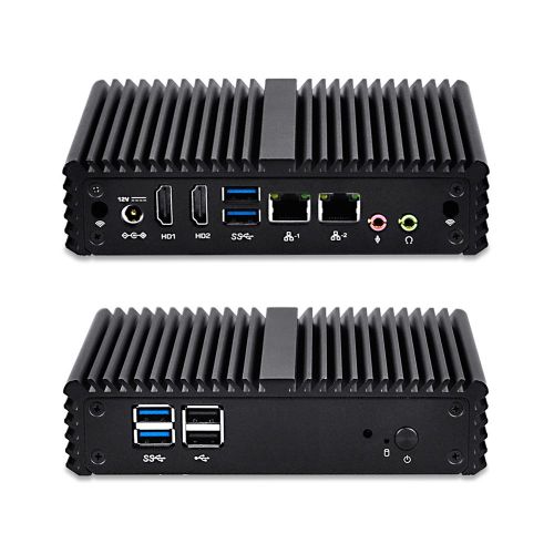  Qotom-Q150S-S07 Industrial Fanless Mini PC Intel Celeron J3160 Quad Core Support AES-NI Desktop Computer (4G RAM + 16G SSD + 300M WiFi + BT)