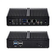 Qotom-Q150S-S07 Fanless 2 LAN Ports Mini PC Intel Celeron J3160 Quad Core Support AES-NI Desktop Computer (8G RAM + 64G SSD + 300M WiFi)