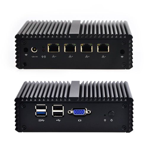  Qotom-Q190G4N-S08 Mini PC Desktop Quad Core Intel J1900 Support Pfsense as Router Firewall Computer Server (4G RAM + 128G SSD)