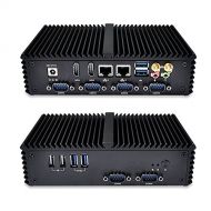 Qotom-Q330P Fanless Mini PC Support AES-NI Intel Windows 10 Linux Computer 2 LAN (4G RAM + 500G HDD + 300M WiFi)