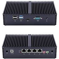 Qotom-Q350G4Y Qotom Mini Desktop PC with Wireless Intel Core i5 Dual Core 4 LAN Ethernet Pfsense Router PC (8G RAM + 256G SSD + 300M WiFi)