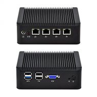 Qotom-Q190G4U-S02 Mini Celeron Computer 4 Gigabit LAN Quad Core Intel J1900 Support Pfsense as Router Firewall Mini PC (4G RAM + 128G SSD)