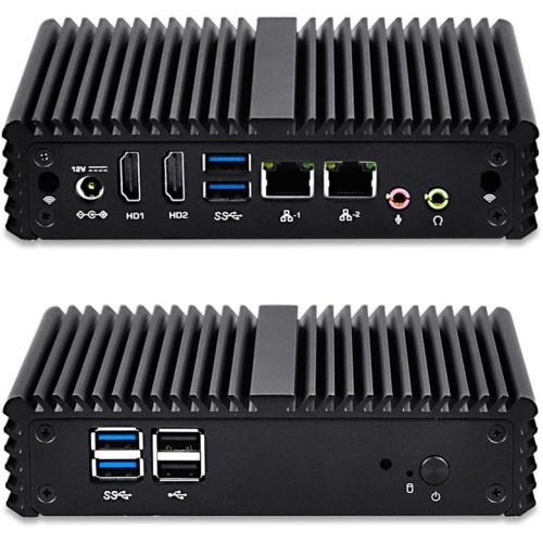  Qotom-Q150S-S07 Fanless Mini PC Intel Celeron J3160 Quad Core Support AES-NI Desktop Computer (2G RAM + 32G SSD)