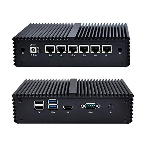  Qotom-Q570G6-S05 Fanless 6 Gigabit Ethernet LAN Mini PC Core i7 6500U Router Appliance Fanless Pfsense Box (4G DDR4 RAM + 128GB MSATA SSD)