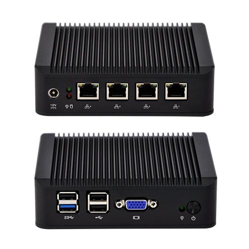  Qotom-Q190G4U-S01 Mini Computer Quad Core 4 LAN Intel J1900 Celeron Support Pfsense as Router Firewall Mini PC (8G RAM + 256G SSD)