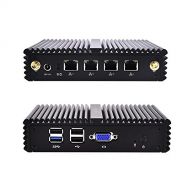 Qotom-Q190G4N-S07 Mini Computer Desktop Quad Core Intel J1900 4 LAN Pfsense Router Firewall Mini PC (4G RAM + 32G SSD + 150M WiFi)