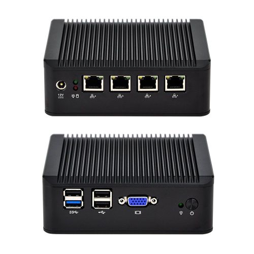  Qotom-Q190G4U-S02 Quad LAN Fanless Mini Computer Quad Core Intel J1900 Support Pfsense as Router Firewall Mini PC (8G RAM + 16G SSD + 150M WiFi)