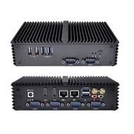 Qotom Mini PC Q310P Intel Celeron 3215U Processor, 4G RAM 64G SSD, MAX 8GB RAM, Dual LAN Mini PC 6 RS232 Port