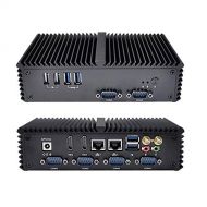 Qotom Core i5 Mini PC Q350P with 4G RAM 128G SSD WiFi, Fanless Mini Industrial PC with 2 LAN and 6 COM Port