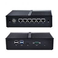 Qotom-Q555G6-S05 Pfsense Qotom Mini PC 6 Gigabit Micro PC Core i5 7200U Fanless Computer AES-NI pfsense Firewall Router Thin Client (4G DDR4 RAM + 16GB MSATA SSD + 150M WiFi)