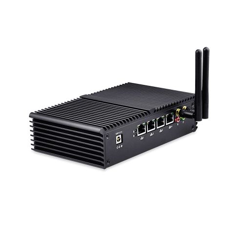  Qotom-Q350G4 Linux Fanless Mini PC with 4 Ethernet LAN Support pfSense Intel Core i5 4200U Computer (8G RAM + 64G SSD+WiFi)