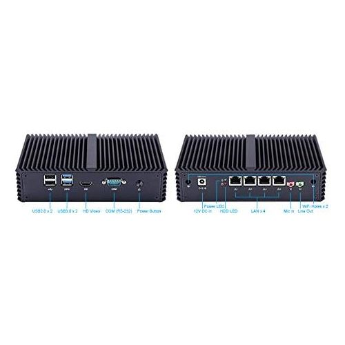  Qotom-Q370G4 Barebone Mini PC with Intel Core i7 4500U Dual Core Quad Gigabit Ethernet NIC Qotom Fanless Computer Support AES-NI (NO RAM + NO SSD + NO WiFi + NO OS)