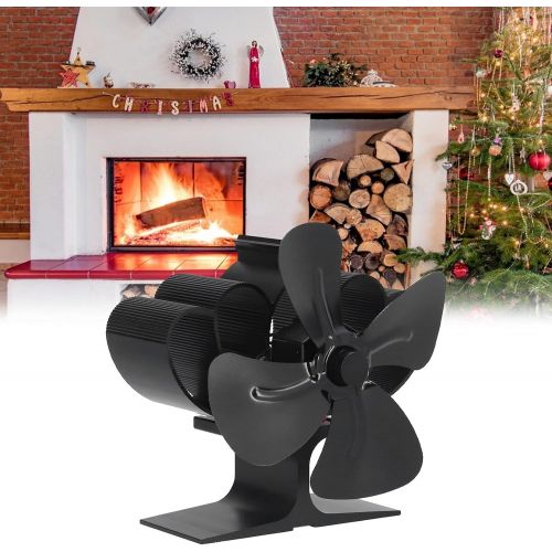  qposdr Heat Powered Stove Fan with 4 Blade Quiet Fireplace Wood Burning Eco Friendly Fan for Home Heat Circulation