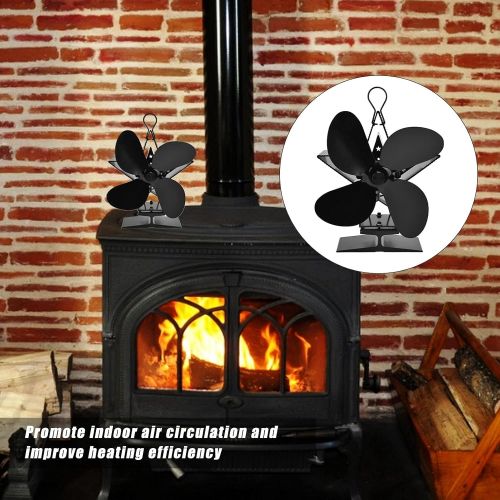  qposdr 4 Blades Heat Powered Stove Fireplace Fan for Home Wood Log Burning Fireplace Circulating Warm Air Saving Fuel Efficiently Stove Fan Silent Operation