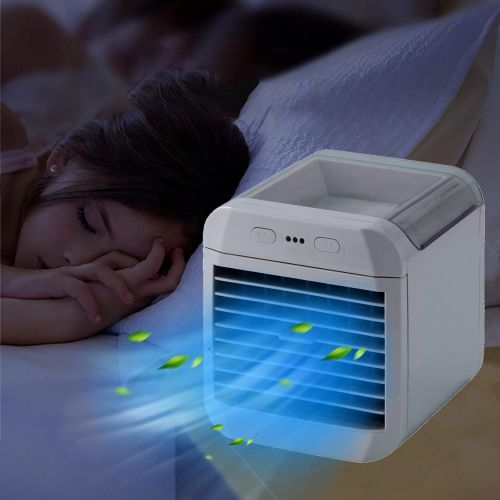  Qstars Portable Mini Air Cooler USB Small Air Cooler Ice Crystal Small Air Conditioner, Desktop Cooling Fan for Room, Home, Office, Dorm Sterilizer, Humidifier & Purifier