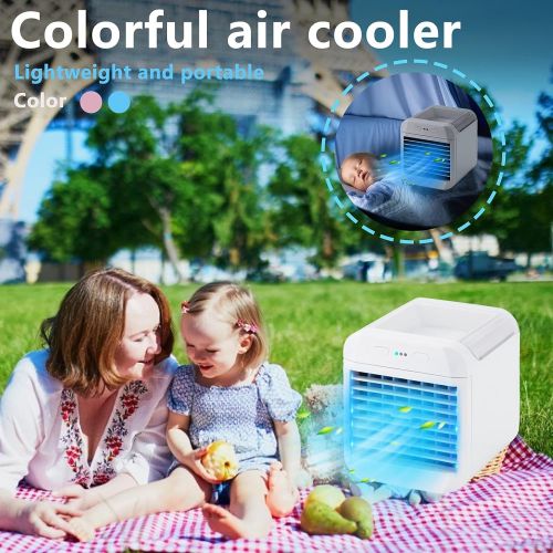  Qstars Portable Mini Air Cooler USB Small Air Cooler Ice Crystal Small Air Conditioner, Desktop Cooling Fan for Room, Home, Office, Dorm Sterilizer, Humidifier & Purifier