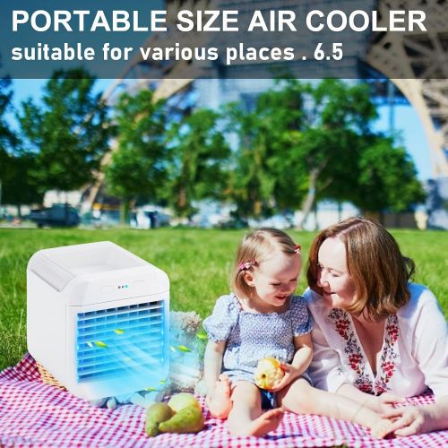  Qstars Portable Mini Air Cooler USB Small Air Cooler Ice Crystal Small Air Conditioner, Desktop Cooling Fan for Room, Home, Office, Dorm Sterilizer, Humidifier & Purifier