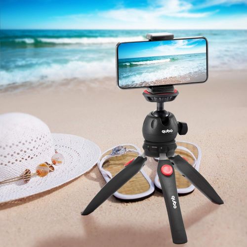  [아마존베스트]QuBona qubo Mini Tripod Camera Holder - Premium Tabletop Small Phone Tripod Mount for GoPro iPhone / Cell Phones Webcam Projector Compact DSLR - Hand Desktop Camera Tripod Stand Table