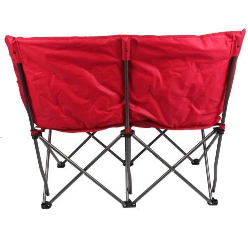  Ozark Trail Quad-Folding Padded Love Red Seat Chair with Cup Holder Bundle with Ozark Trail 10 x 10 Straight Leg Instant Green Canopy