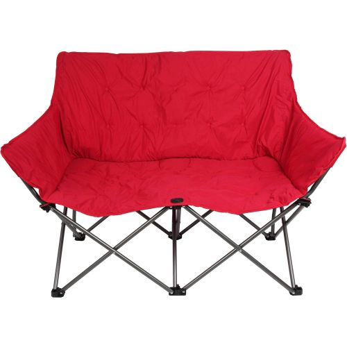  Ozark Trail Quad-Folding Padded Love Red Seat Chair with Cup Holder Bundle with Ozark Trail 10 x 10 Straight Leg Instant Green Canopy