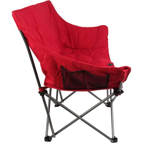  Ozark Trail Quad-Folding Padded Love Red Seat Chair with Cup Holder Bundle with Ozark Trail 10 x 10 Straight Leg Instant Green Canopy