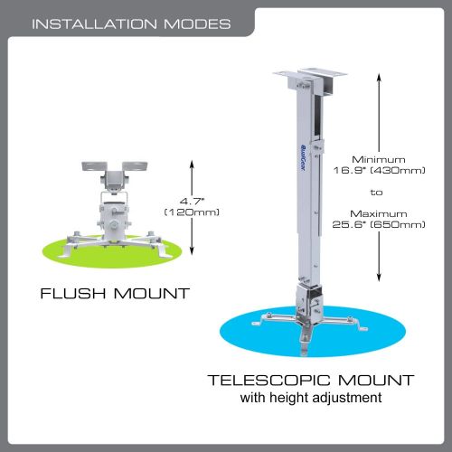  QualGear QG-PM-002-WHT Universal Projector Ceiling Mount, White