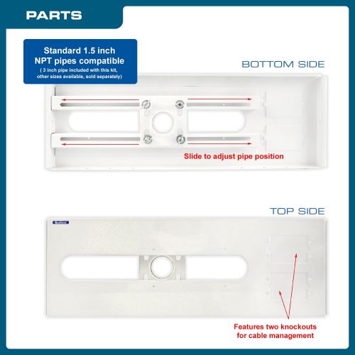  QualGear Pro-AV Projector Mounting Kit with Suspended Ceiling Adapter and 3 Long 1.5 NPT Threaded Pipe