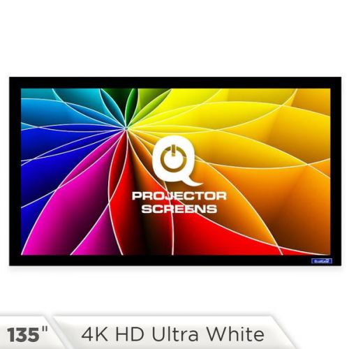  QualGear QG-PS-FF6-169-135-W 16:9 Fixed Frame Projector Screen, 135-Inch 4k HD Ultra White 1.2 Gain