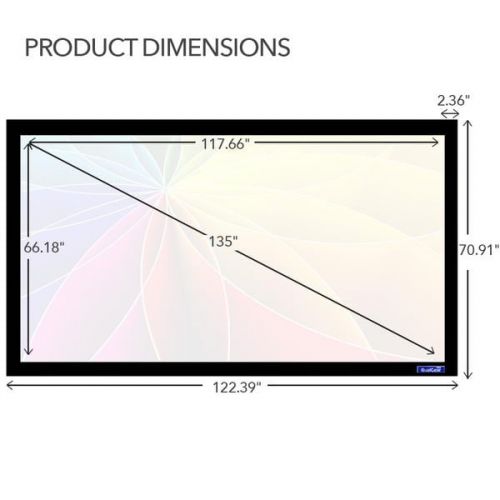  QualGear QG-PS-FF6-169-135-W 16:9 Fixed Frame Projector Screen, 135-Inch 4k HD Ultra White 1.2 Gain