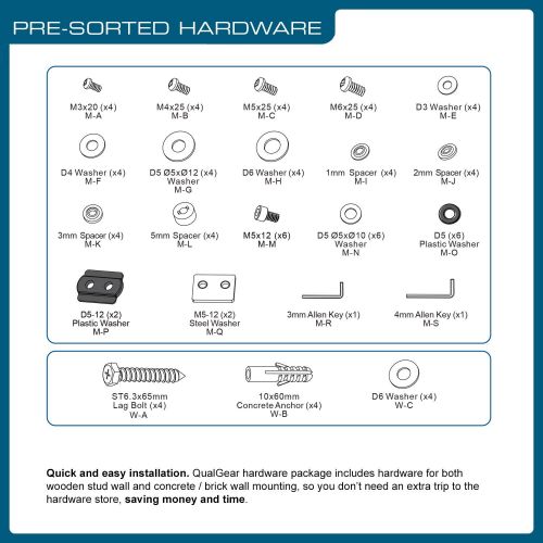  QualGear QG-PM-002-BLK-L Universal Projector Ceiling Mount with Adjustable Extension Column and Cable Management, Black