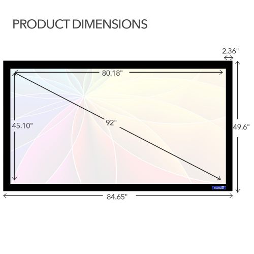  QualGear alGear 16:9 Fixed Frame Projector Screen, 92-Inch High Contrast Gray 0.9 Gain, QG-PS-FF6-169-92-G