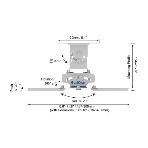  [아마존베스트]QualGear PRB-717-WHT Universal Ceiling Mount Projector Accessory