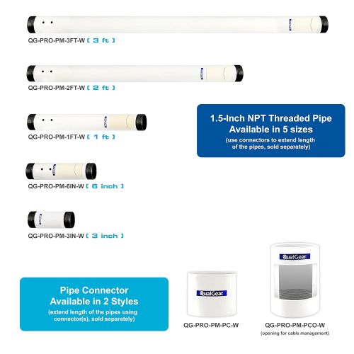  [아마존베스트]QualGear Pro-AV QG-KIT-CA-3IN-W Projector Mount Kit Accessory Single Joist Ceiling Adapter, 3 1.5, White