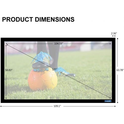  QualGear 120-Inch Fixed Frame Projector Screen, 16: 9 High Contrast Gray at 0.9 Gain (Qg-PS-Ff6-169-120-G)