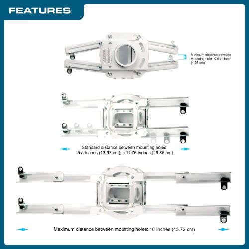  [아마존베스트]QualGear Pro-AV QG-KIT-CA-3IN-W Projector Mount Kit Accessory Single Joist Ceiling Adapter, 3 1.5, White