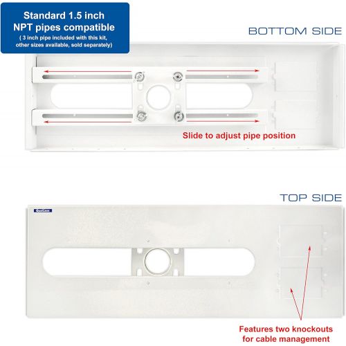  [아마존베스트]QualGear Pro-AV QG-KIT-S-3IN-W Projector Mount Kit Accessory Suspended Ceiling Adapter, 3 1.5, White