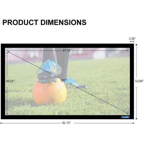  QualGear 110-Inch Fixed Frame Projector Screen, 16:9 4K HD Ultra White at 1.2 Gain (QG-PS-FF6-169-110-W)