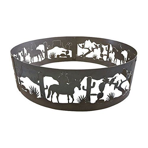  Quality Brand Company QBC Bundled PD Metals Steel Campfire Ring Southwest Design - Unpainted - Large 48 d x 12 h - Plus Free QBC Campfire Ring eGuide