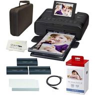 Quality Photo Canon SELPHY CP1300 Wireless Compact Photo Printer with AirPrint and Mopria Device Printing, with Canon KP108 Paper and Black Hard case to fit All Together (Black)