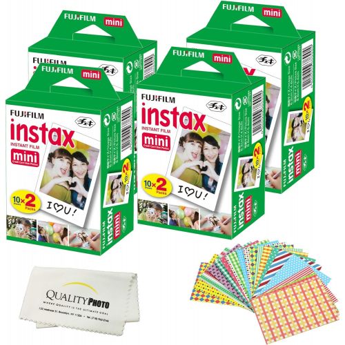  Quality photo Fujifilm INSTAX Mini Instant Film 2 Pack - 100 Sheets - (White) for Fujifilm Instax Mini 8 & Mini 9 Cameras + Frame Stickers and Microfiber Cloth Accessories