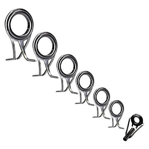  [아마존베스트]QualyQualy 7Pcs/lot Spinning Casting Rod Guides set Repair Kit STEEL AND CERAMIC RING Fishing Building Lace Tops Guide Accessory