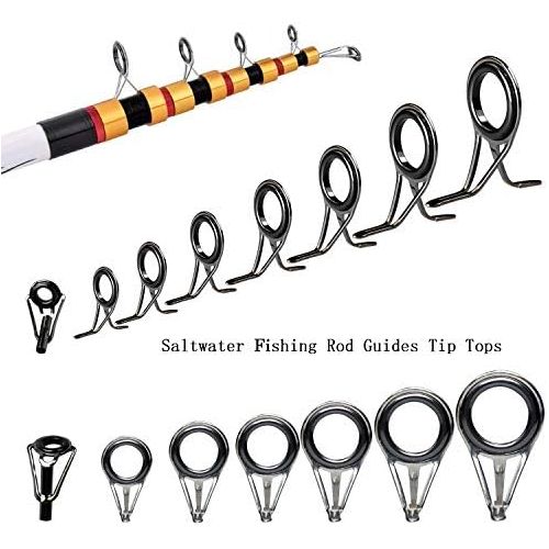  [아마존베스트]QualyQualy 7Pcs/lot Spinning Casting Rod Guides set Repair Kit STEEL AND CERAMIC RING Fishing Building Lace Tops Guide Accessory