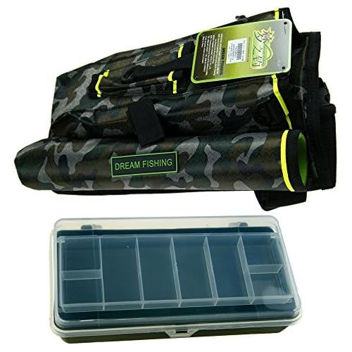  [아마존베스트]QualyQualy Fly Fishing Rod Bag with Fishing Tackle Storage Box Multifunction Nylon Fishing Bag Waist Bag Leg Bag Fishing Tackle Bag