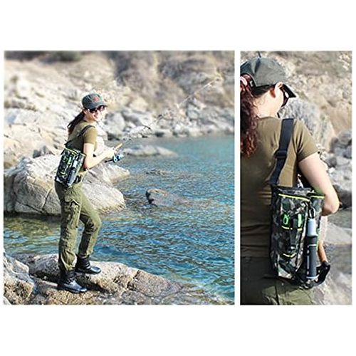  [아마존베스트]QualyQualy Fly Fishing Rod Bag with Fishing Tackle Storage Box Multifunction Nylon Fishing Bag Waist Bag Leg Bag Fishing Tackle Bag