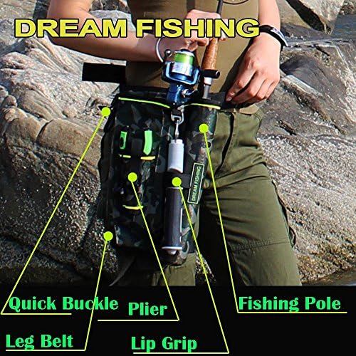  [아마존베스트]QualyQualy Fly Fishing Rod Bag with Fishing Tackle Storage Box Multifunction Nylon Fishing Bag Waist Bag Leg Bag Fishing Tackle Bag